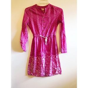 Anthropologie pink Aztec and floral print dress